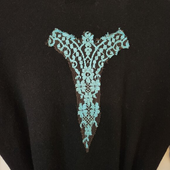 Vanita Rosa Paris St. Barth Black Cashmere Wrap Cardigan Embellished Resort - Picture 7 of 13